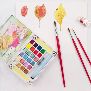 樱花(SAKURA)固体水彩颜料24色套装(含金属珠光荧光色系)便携式透明水彩画笔初学者学生写生美术绘画 樱花(SAKURA)固体水彩颜料24色套装(含金属珠光荧光色系)便携式透明水彩画笔初学者学生写生美术绘画