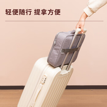 得力(deli)防水防尘证件收纳包 家用大容量多功能文件袋 内置PP隔板 单层 灰色   