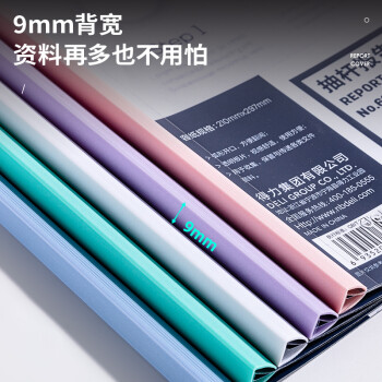 得力(deli)5只A4透明拉杆夹文件夹 9mm背宽彩色抽杆夹报告夹简历夹 学生考试收纳 单色随机63105