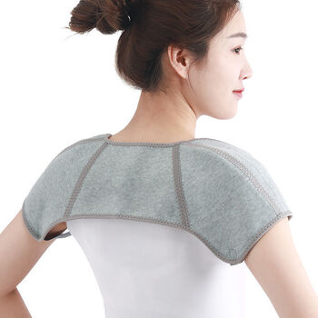 护肩膀坎肩保暖睡觉男女士月子护房中老年防寒披肩神器灰四季款护肩不