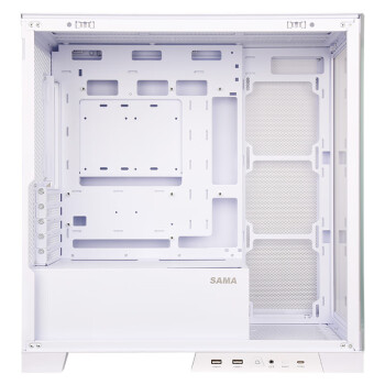 先马（SAMA）新镜界 matx海景房机箱台式机白色 双面玻璃/可拆支柱/双U3+Type-C/支持背插主板360水冷/新境界