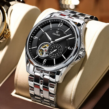 依波表(ebohr)手表男士镂空全自动机械表防水夜光钨钢带款时尚运动