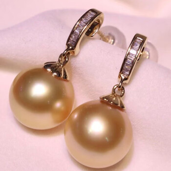 歌娅缇 南洋金珍珠耳环 海水珍珠耳饰耳钉18k金镶钻石轻奢送女友送