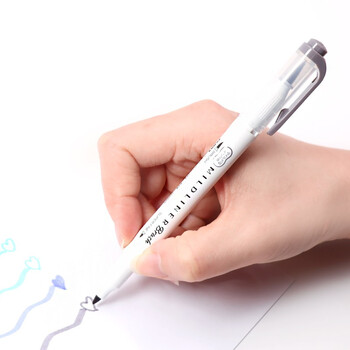 斑马牌（ZEBRA）双头荧光笔 彩虹色手账笔 学生重点划线笔标记笔 Brush柔和色系列 WFT8 柔和暗灰