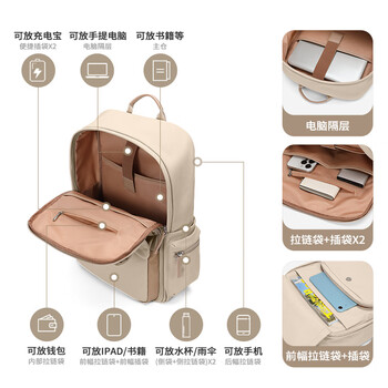 高尔夫（GOLF）双肩背包女电脑包14/16英寸笔记本包华为出差旅行学生书包大容量