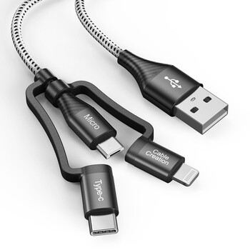 CABLE CREATIONCC0758-G数据线三合一苹果安卓type-c手机数据线快充MFi认证充电宝华为小米充电线 1.2米
