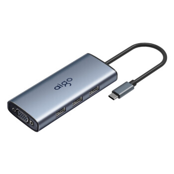 爱国者（aigo）Type-C扩展坞USB3.0分线器RJ45千兆网口转接器HDMI/VGA转接头PD100W快充USB拓展坞T07-R(金属)