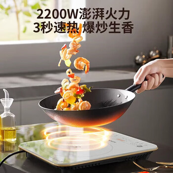 苏泊尔（SUPOR）家用电磁炉2200W大功率触控多功能预约定时22档火力调节配双锅C22-IA09