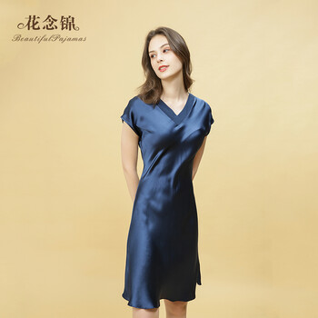 花念锦节日送礼真丝睡裙女士春夏季短袖桑蚕丝丝绸睡裙纯色薄款睡衣家居服藏青色160 M 图片价格品牌报价 京东 花念锦节日送礼真丝睡裙女士春夏季短袖桑蚕丝丝绸睡裙纯色薄款睡衣家居服藏青色160 M 图片价格品牌报价 京东