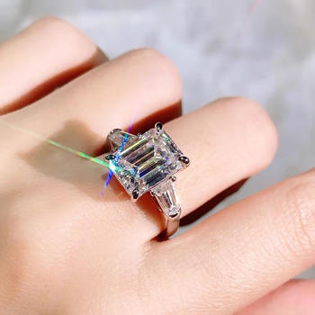 呱啦莫桑石钻戒女方糖莫桑钻戒指女一克拉方钻求婚戒七夕礼物美码5号