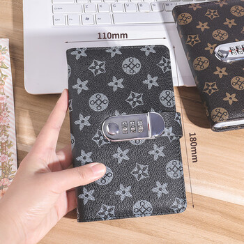 递乐 现金存钱本密码锁收纳袋大容量理财手账防水收纳册收藏册存钱夹皮革纸币存钱袋50页 70895黑色