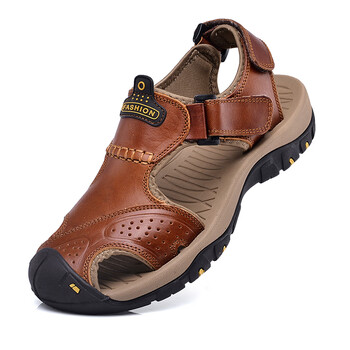 意尔康2023新款保罗凉鞋男士真皮包头户外运动大码男鞋休闲沙滩鞋7238