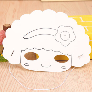 空白面具幼儿园手工diy美术材料包动物卡通儿童涂色绘画涂鸦玩具女孩