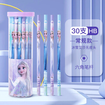 迪士尼（Disney）铅笔 文具30支HB原木书写铅笔 小学生铅笔写字笔 儿童礼物女幼儿园卡通铅笔 冰雪奇缘E0263F