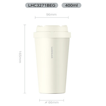 乐扣乐扣（LOCK&LOCK）遇见元气保温保冷咖啡杯弹跳盖男女颜值水杯LHC3271BEG白色400ML