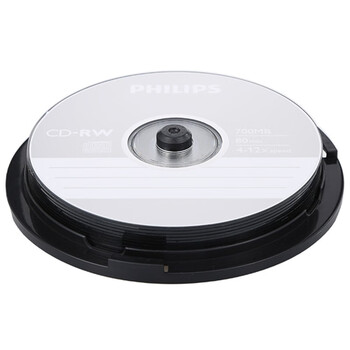 飞利浦（PHILIPS） CD-RW  可擦写空白刻录光盘光碟 可重复刻录 10片装刻录盘700M