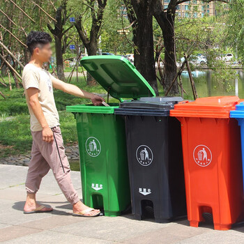 京洲实邦（240L脚踏灰色其他垃圾）新国标商用户外分类垃圾桶【企业专属】