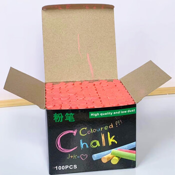 御杰红色粉笔100支儿童涂鸦笔无尘无毒粉笔绿板黑板报专用彩色粉笔教师教学专用