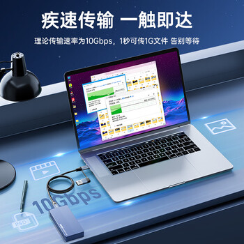 优籁特优籁特Type-c全功能USB3.1Gen2二合一双接口PD快充高清投屏苹果电脑硬盘盒10Gbps数据传输线1米