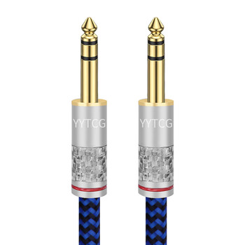YYTCG大三芯6.5mm音频线6N单晶铜公对公吉他音响钢琴6.35双声道立体声6.35mm 直对直 5米