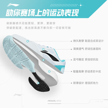李宁（LI-NING）羽毛球鞋男女款透气防滑耐磨专业比赛运动鞋 云瓷蓝/黑色 44 