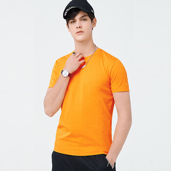 camel骆驼官方店男装夏季短袖t恤男纯色打底衫男半袖体恤上衣橙色xxxl