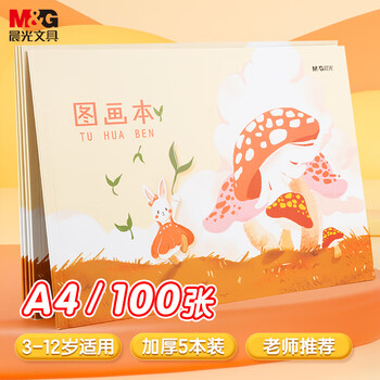 晨光（M&G）文具图画本a4儿童画画本美术本绘画本美术本小学生幼儿园一年级蘑菇兔5本APYUW84KC
