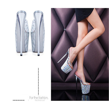 【夏尚新品】男人可以穿的高跟鞋超高跟凉拖鞋女夏性感走秀伪娘恨天高