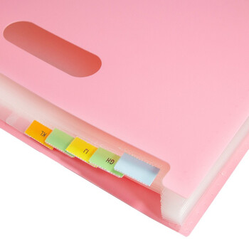 金得利13格A4横款大容量手提风琴包可立式可伸缩文件筐资料册收纳夹学生用可伸缩书立架折叠书夹 粉色 DC7611