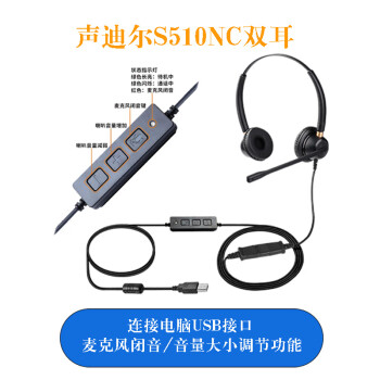 声迪尔S510NC双耳USB接口客服电销话务员耳机耳麦