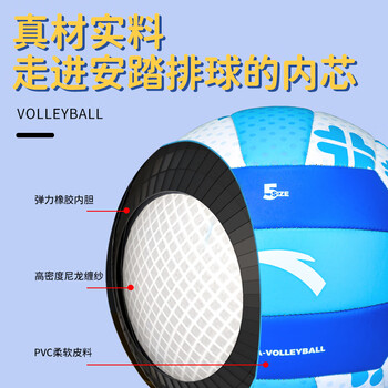 安踏（ANTA）排球【中考训练】比赛专用中小学体考成人儿童男女5号蓝色152-1