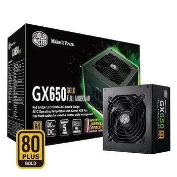 酷冷至尊(CoolerMaster)GX650W电源 电脑电源/金牌全模组/支持双CPU/日系主电容/温控风扇/50无损输出