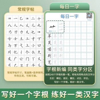 六品堂每日一练楷书字帖练字帖字根每日一字训练分区练习手写成人学生硬笔书法临摹钢笔写字初高中男女