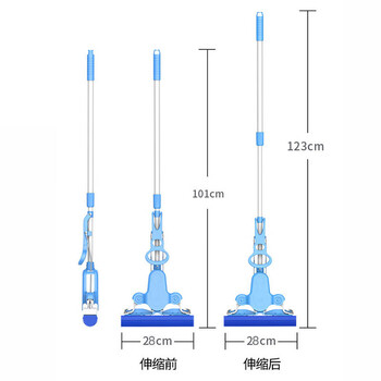 世家胶棉拖把28CM 123CM拖杆 2头四面挤水免手洗吸水对折胶棉