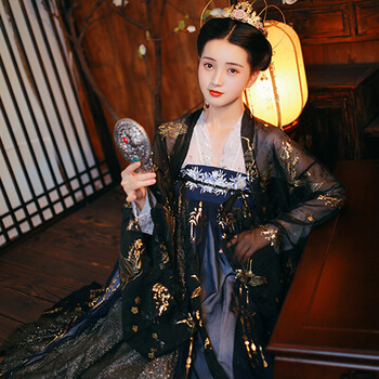 汉服学生古装仙女广袖齐胸云裳纪春樱女中国风齐腰流仙裙超仙整套云鹤