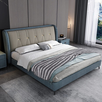 爱珍家居纳米科技布床2021新款主卧大气轻奢极简双人床免洗现代简约