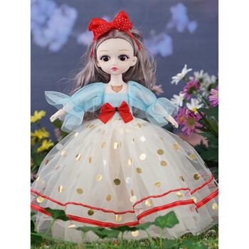 迪士尼芭比(barbie)婚纱洋娃娃女孩音乐玩具童话公主芭比娃娃 湖蓝色