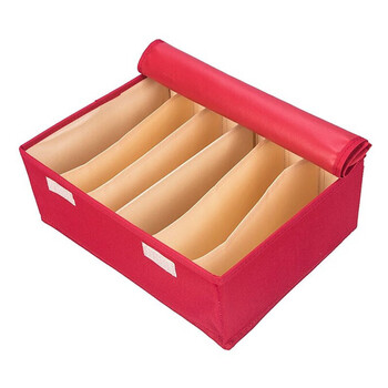 安巢安巢 百纳箱/内衣6格收纳盒红色 AJ288 