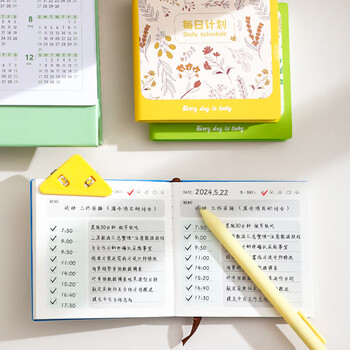 佐澜哲每日计划本方形小号花卉口袋本记事本高颜值随身笔记本本子自律打卡日程本备忘录本子日记本-蓝色