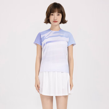 KAWASAKI专业羽毛球服女款圆领短袖T恤 K1C02-B2958 雪花蓝S
