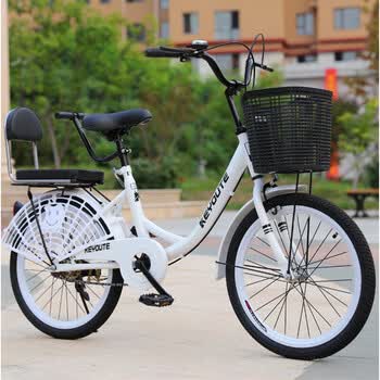 成人自行车女学生生中大童单车青少年通用轻便女式单车珍珠白顶配靠背