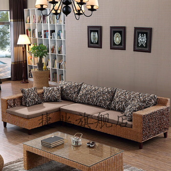 真藤沙发藤编客厅 藤艺转角l型沙发 东南亚家具冬夏两用 无扶手单人位