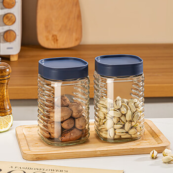 青苹果玻璃瓶密封罐储物罐茶叶干果零食瓶储物器皿茶叶罐 大号1250ml