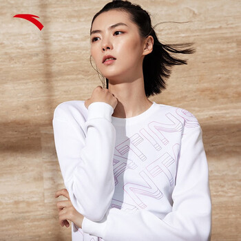 安踏(anta) 运动卫衣女休闲圆领长袖上衣宽松套头衫【商场同款】 雪花