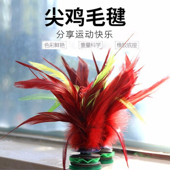 杜威克毽子大号公鸡毛鹅毛羽毛比赛毽球牛筋底儿童毽子红色单只装