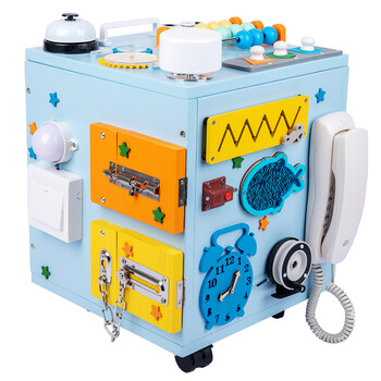 儿童早教忙碌板开发智力玩具1 2 3 6岁宝宝玩具多面体diy启蒙益智忙碌箱玩具蓝色升级款定做 图片价格品牌报价 京东