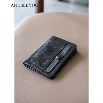 andseeyou品牌 钱包男 新款真皮男士钱包手抓牛皮大容量短款驾驶证卡