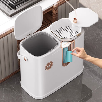 欧湃(OLPAU)垃圾桶按压式20L方形白色茶水桶茶渣桶大号带盖干湿分离废水桶 欧湃(OLPAU)垃圾桶按压式20L方形白色茶水桶茶渣桶大号带盖干湿分离废水桶