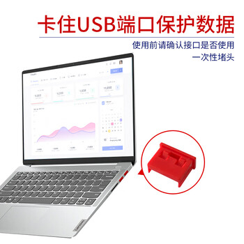 索厉 USB封口塞/USB口安全塞/USB一次性堵头/USB防尘塞/硬塑料材质/内嵌式设计/红色100装/PRU100