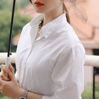 mlbut-one明星刘诗诗同款白色衬衫女长袖2021春季款简约时尚衬衣ol